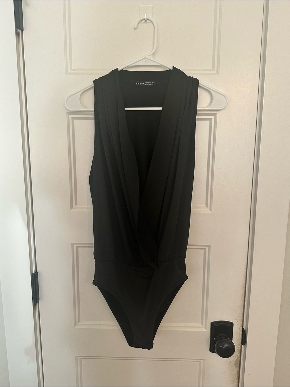 SHEIN Black Draped V-Neck Women's Bodysuit